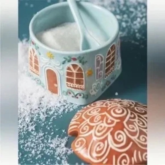 Nwt Anthropologie Mint Ginger Ceramic Stoneware Sugar Pot - Picture 2 of 2